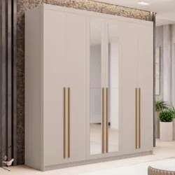 Guarda Roupa Casal 6 Portas Com Espelho 230cm Dubai Fendi    - Vila Ri