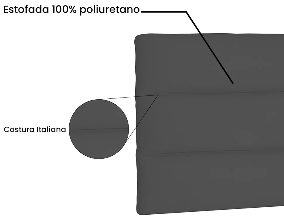 Cabeceira Painel La Italiana Para Cama Box Solteiro 90 cm Suede - D'Rossi - Cinza