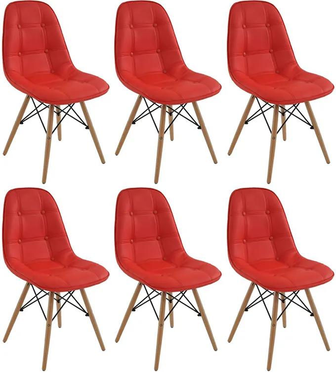Conjunto 6 Cadeiras Eiffel Botonê Eames DSW Vermelha