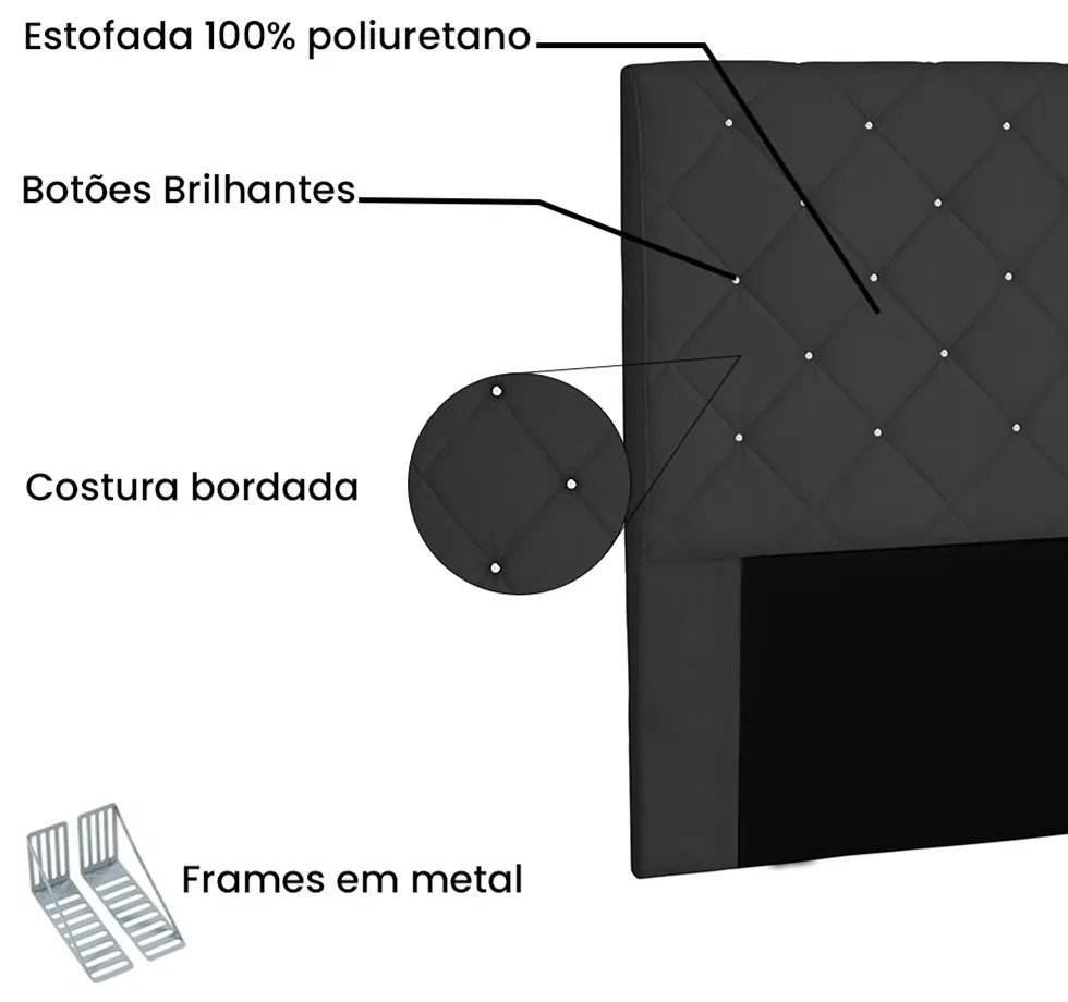 Cabeceira Tania Para Cama Box Solteiro 90 cm Suede Preto - D'Rossi