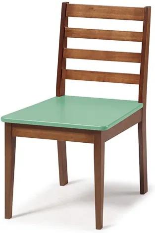 Cadeira Helena em Madeira Maciça  - Verde Aspargo/Nogal
