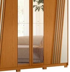 Guarda Roupa Casal 6 Portas Com Espelho 240cm Ouro Verde Cinamomo/Off