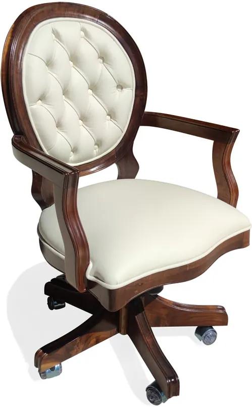 Cadeira com Braço Giratória Imperial Madeira Maciça Design Clássico Peça Artesanal