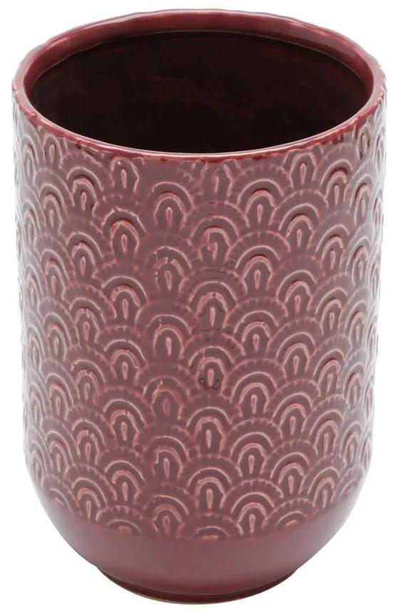 Vaso De Cerâmica Vermelho E Branco 13x20cm 60229 Royal