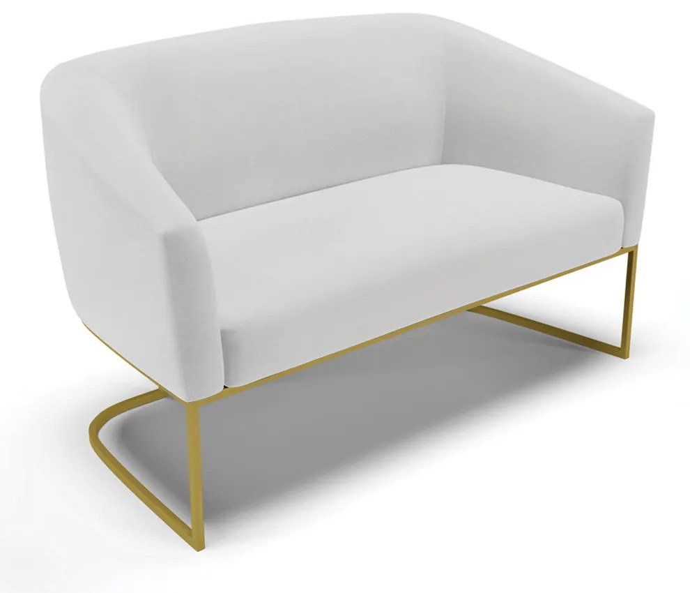 Namoradeira e 2 Poltronas Industrial Dourado Stella Linho Cinza D03 - D'Rossi