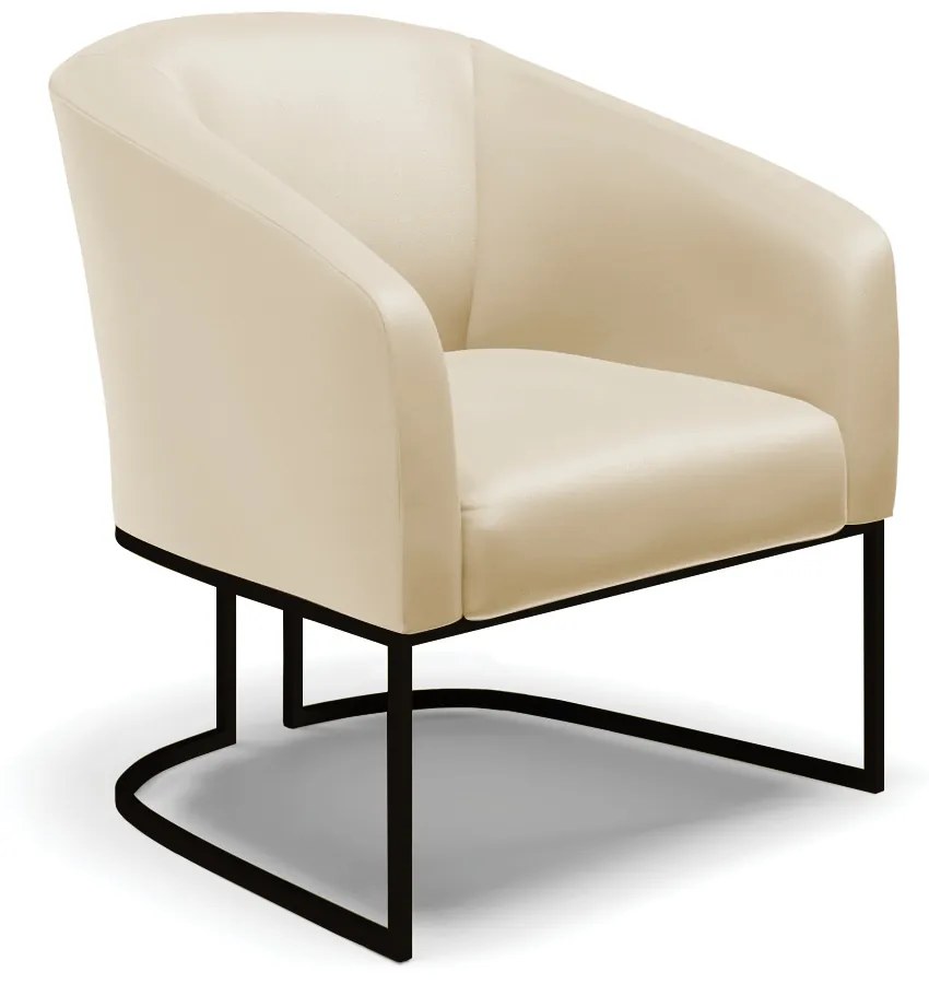 Poltrona Decorativa Industrial Preto Stella Sintético D03 - D'Rossi - Bege