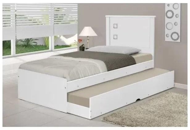 Cama Barcelona Solteiro Com Auxiliar Branco - Tebarrot Móveis