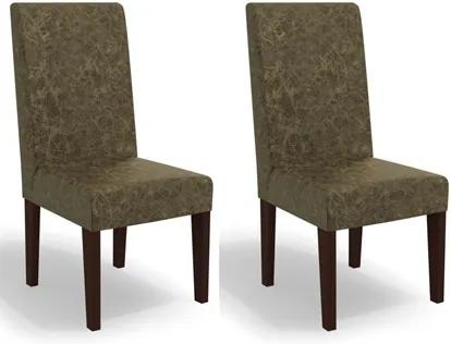 Kit 2 Cadeiras CAD110 para Sala de Jantar Walnut/Corino Marrom - Kappesberg