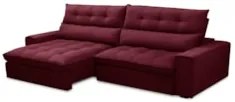Sofá Retrátil Reclinável 3 Lugares 250cm Damy F05 Veludo Bordô - Mpoze
