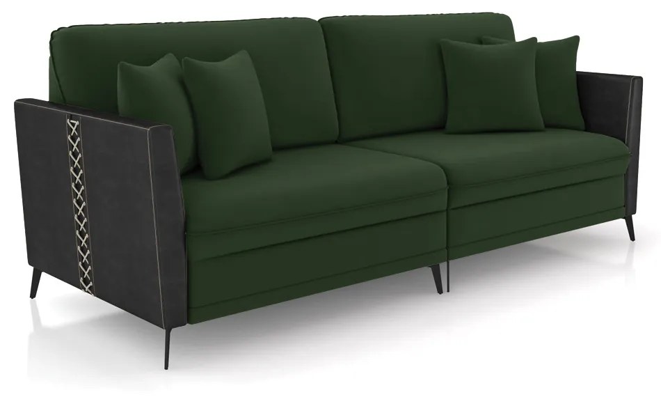 Sofá 2 Lugares Living 182cm Mondaí Sintético Preto/Veludo Verde K01 - D'Rossi