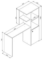 Escrivaninha Com Estante 1 Porta Capri A05 Branco - Mpozenato