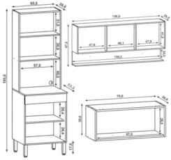 Armário de Cozinha Modulada 3 Peças Lina11 Z06 Gris/Freijó - Mpozenato