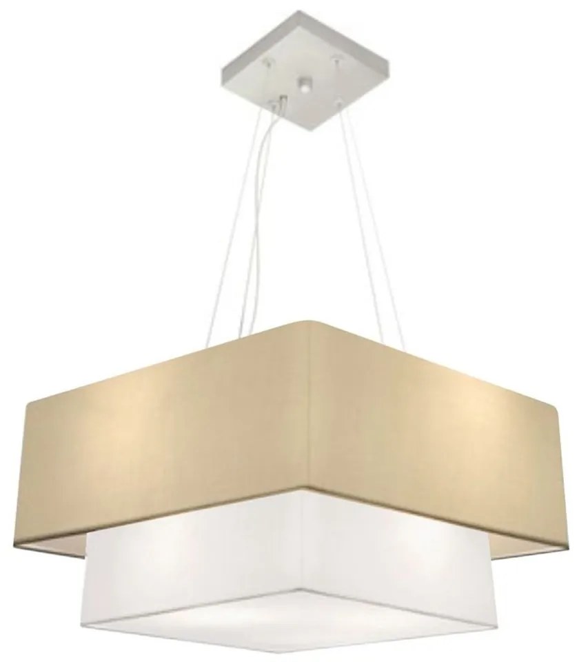 Lustre Pendente Duplo Quadrado Vivare Md-4066 Cúpula em Tecido 50x35cm - Bivolt