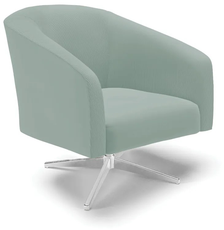 Poltrona Decorativa Giratória Cromada Stella Cotelê Int/Veludo D03 - D'Rossi - Menta