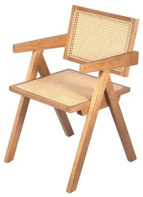 Cadeira Chandy com Braço em Palha Clara com Estrutura Madeira Clara - 74352 Sun House