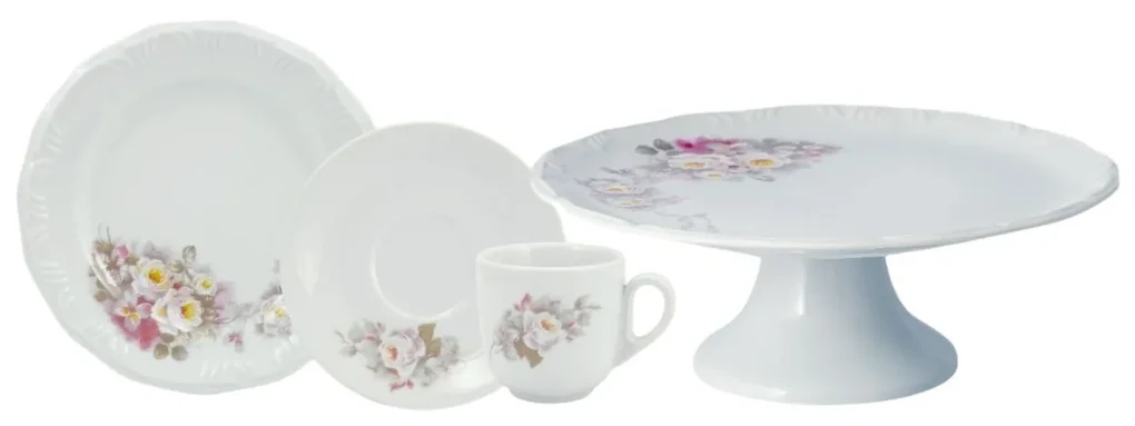 Aparelho de Chá e Café Porcelana Schmidt 53 peças - Mod. Pomerode 114 -  SCHMIDT