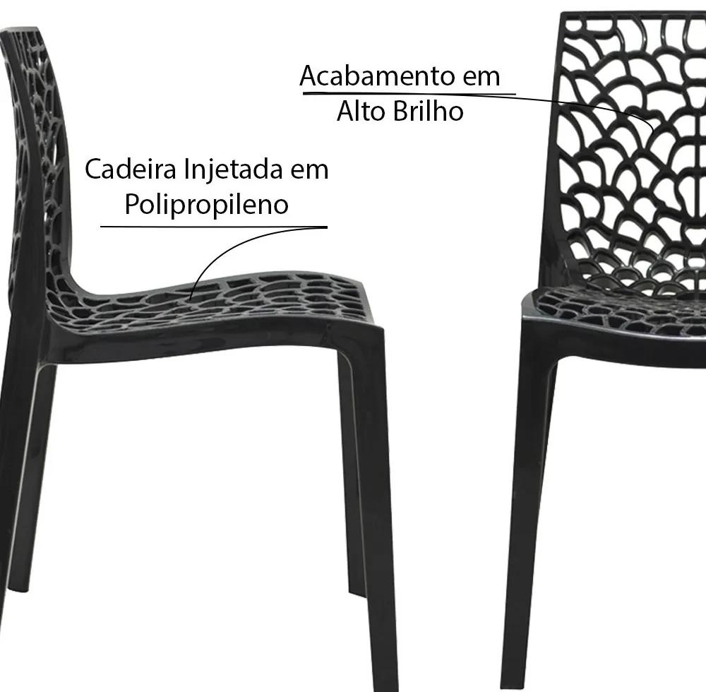 Kit 6 Cadeiras Decorativas Sala e Cozinha Cruzzer (PP) Preta G56 - Gran Belo