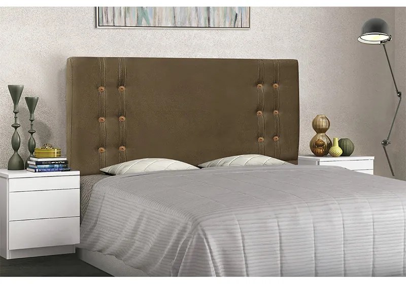 Cabeceira Cama Box Solteiro 90cm Gênova Suede Caramelo - Sheep Estofados - Marrom