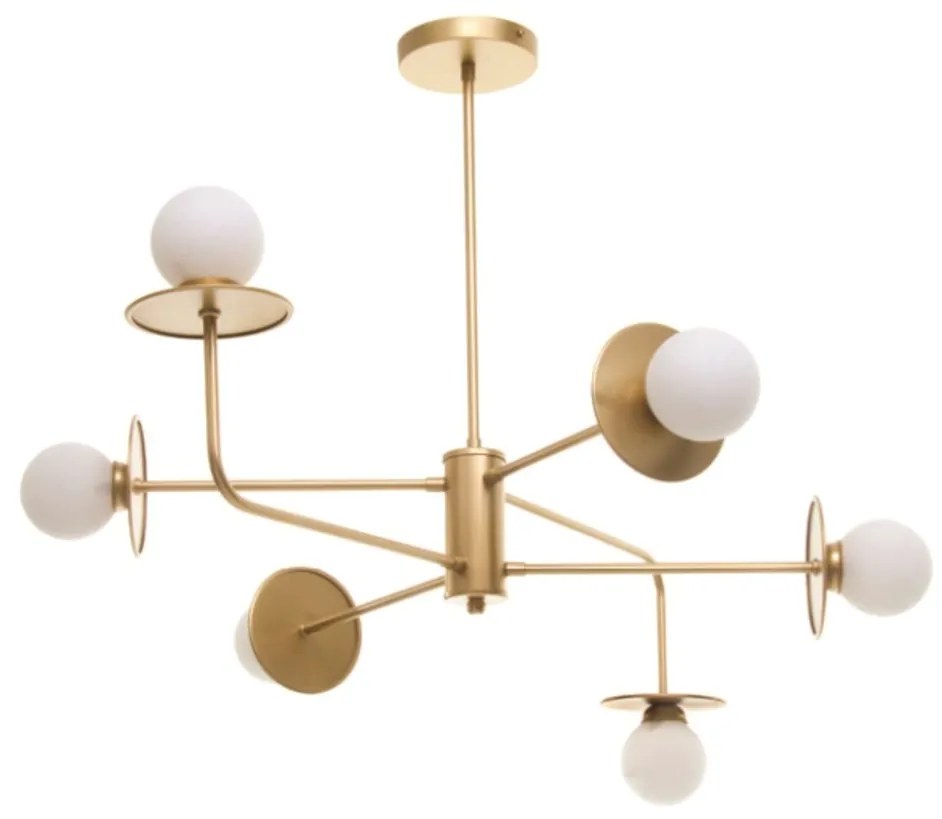 Plafon Mixed Haste Fixa Ø80X60Cm Globo Ø8Cm 6Xg9 - Old Artisan Plf-561... (CAFÉ, FOSCO (Branco))