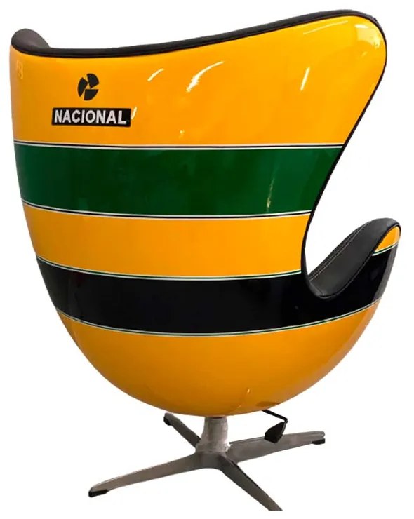 Poltrona Decorativa Egg Chair Capacete Nacional Senna Verde/Amarelo G53 - Gran Belo