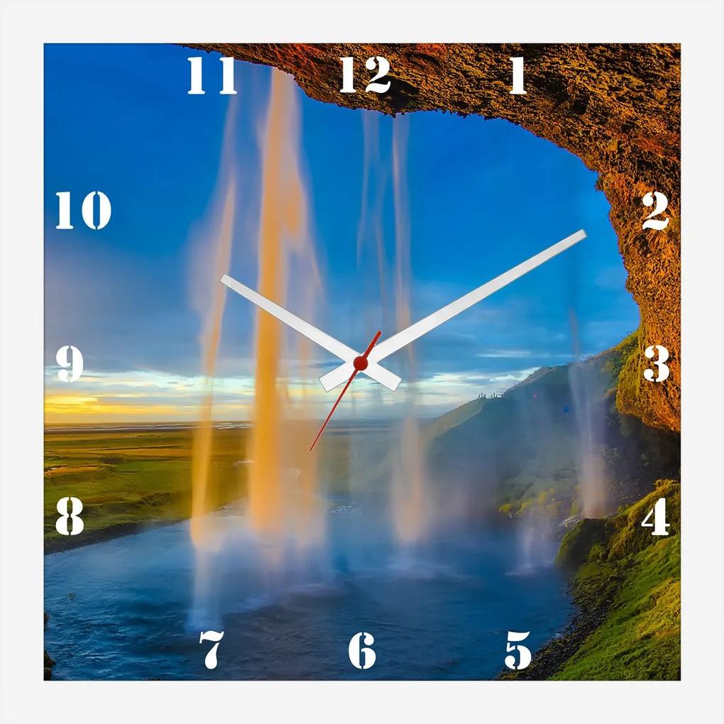 Relógio De Parede Personalizado Paisagem Islândia Cachoeira 30x30cm