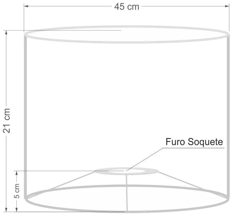 Cúpula abajur e luminária cilíndrica vivare cp-8020 Ø45x21cm - bocal europeu - Rustico-Bege
