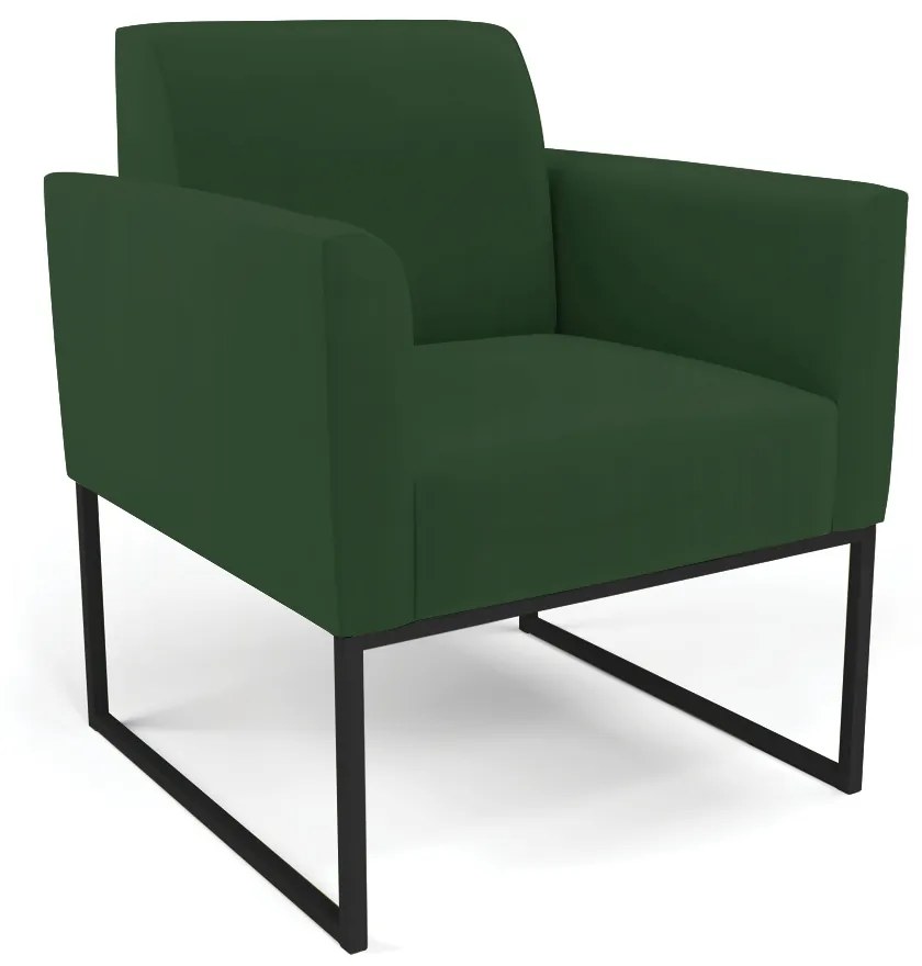 Poltrona Base Industrial Preto Marisa Veludo Verde D03 - D'Rossi