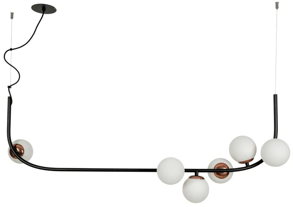 Pendente Astral 47X122X19Cm 6Xg9 Globo Ø12Cm - Usina 16941/6 (MR-T - Marrom Texturizado, FOSCO)