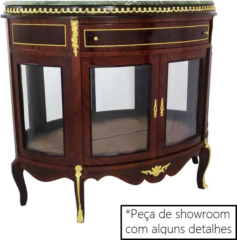 Dunquerque em Madeira estilo Luis XV Tampo de Mármore com Vidros e Espelhos