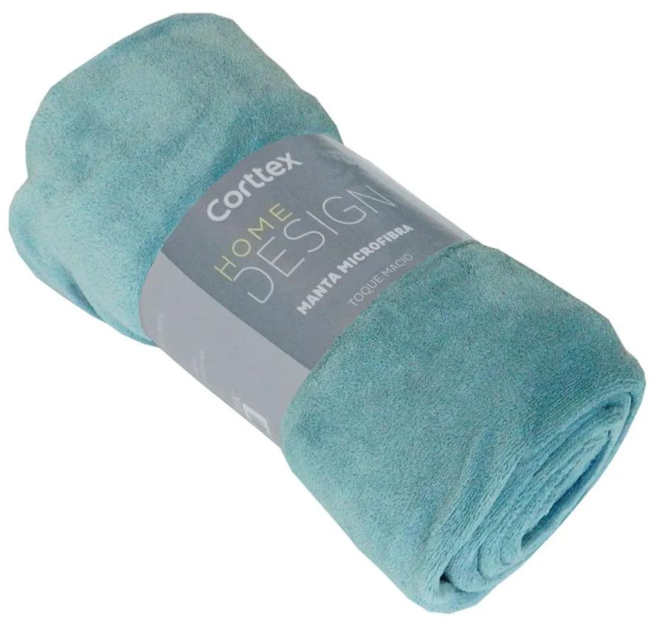 Manta Cobertor Solteiro Azul Beb&ecirc; em Microfibra da Corttex Home Design