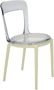 Cadeira Tramontina Luna Transparente em Policarbonato com Base Bege sem Braços Tramontina 92090212