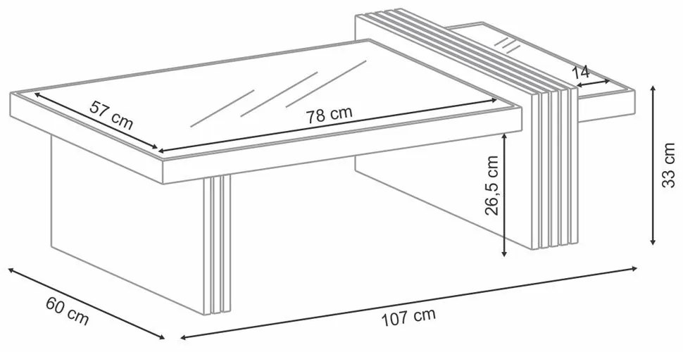 Mesa de Centro para Sala de Estar com Espelho Riad Nature/Off White G26 - Gran Belo