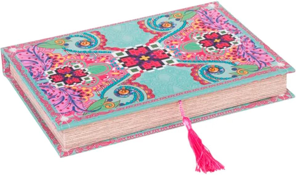 Book Box para Anéis Amor de Pixel Flor em Madeira Revestida em Tecido