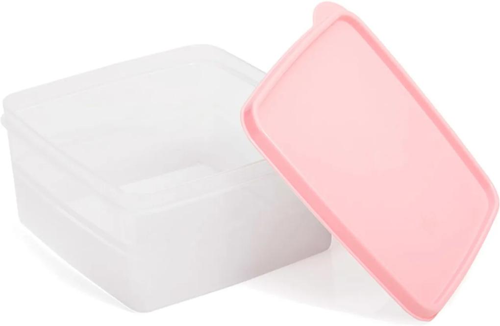 Pote dup hermético quadrado essencial cristal rosa 1 litro