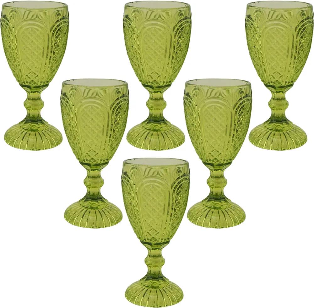 Jogo de Taças de Vinho Cristal Verde