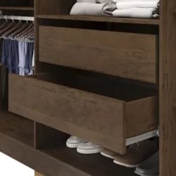 Guarda Roupa Casal 218cm Com Espelho Bolty Imbuia/Champanhe V02 - Mpoz