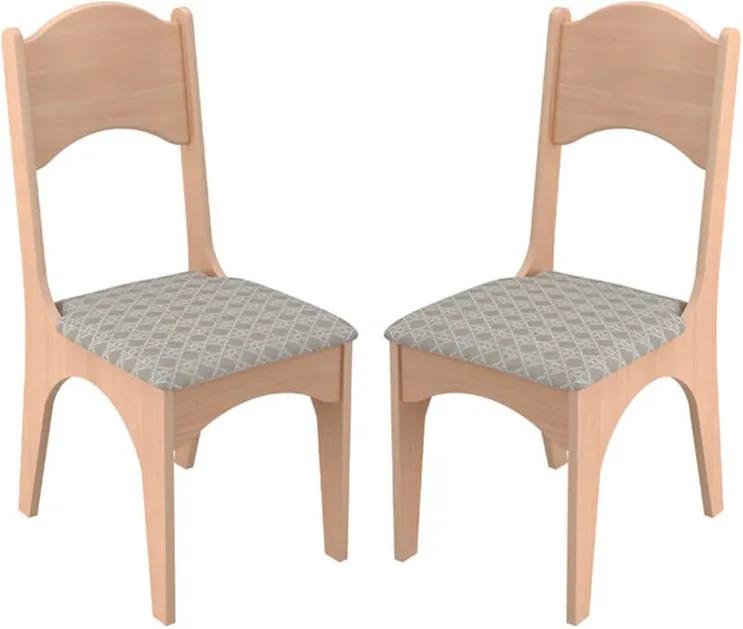 Kit 2 Cadeiras Taburi C/ Assento Estofado 100% MDF Geométrico Palha /