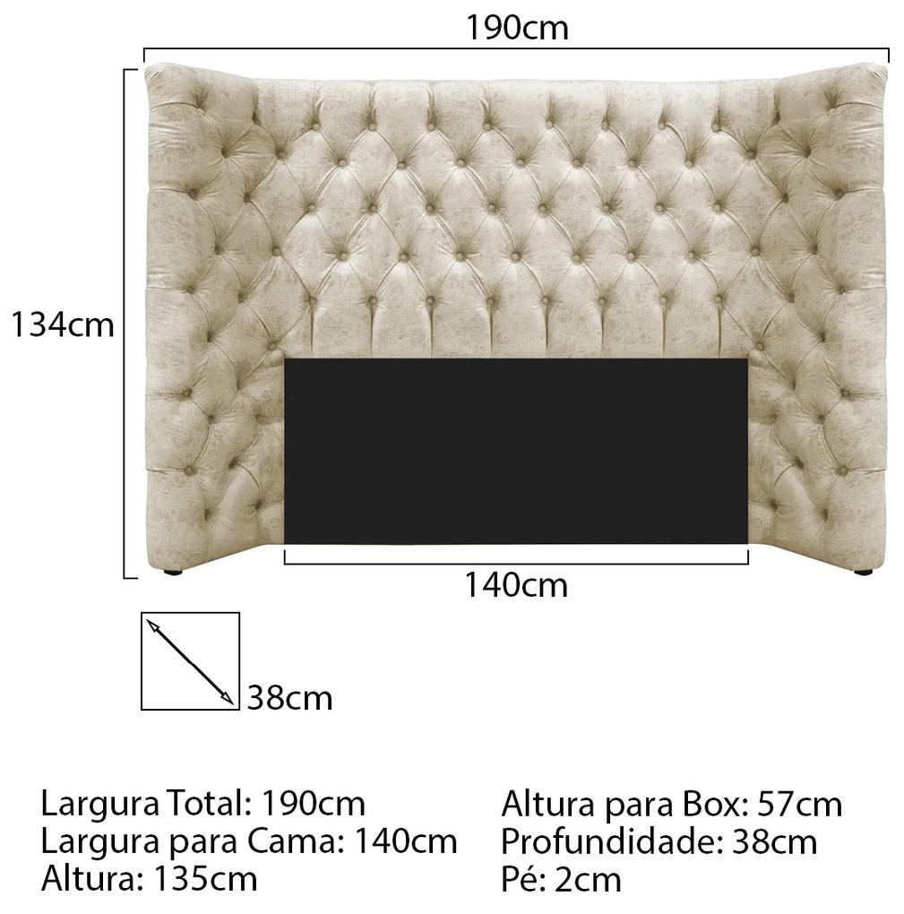 Cabeceira Casal Everest P02 140 cm para cama Box Linho - ADJ Decor