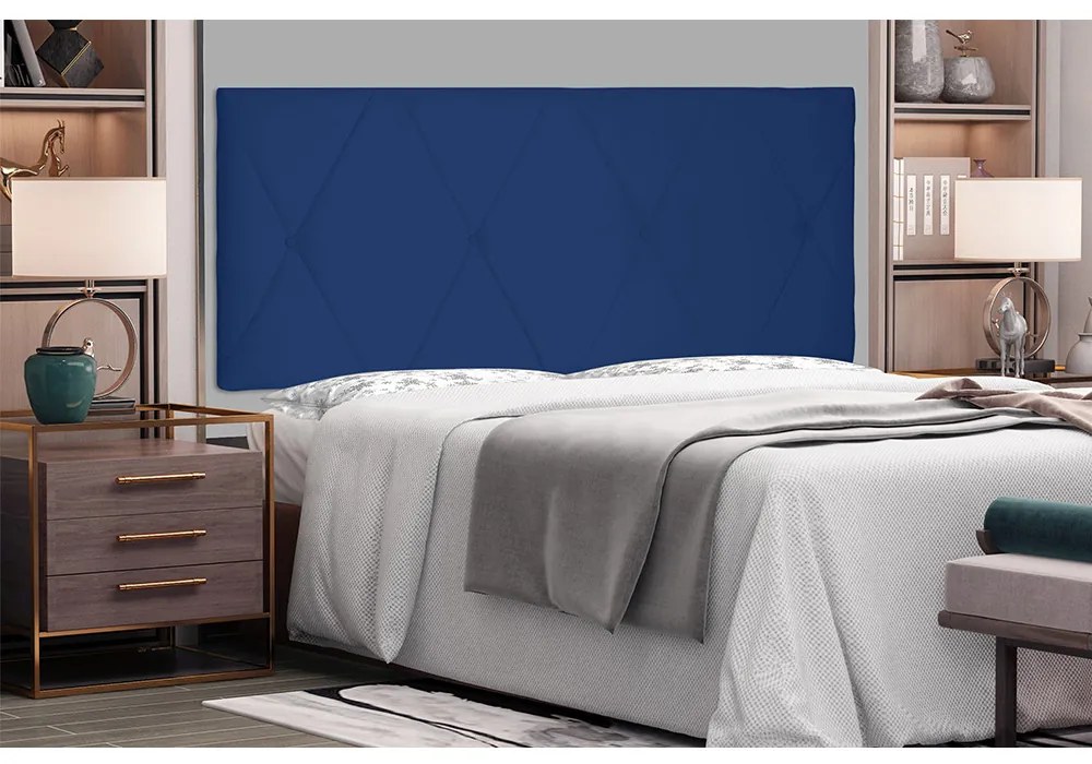 Cabeceira Painel Aquilla Para Cama Box King 195 cm Suede Azul Marinho - D'Rossi