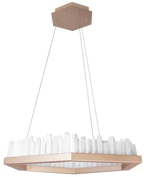 Pendente Led Cristal Aluminio Dourado 70w 3000k Felsen