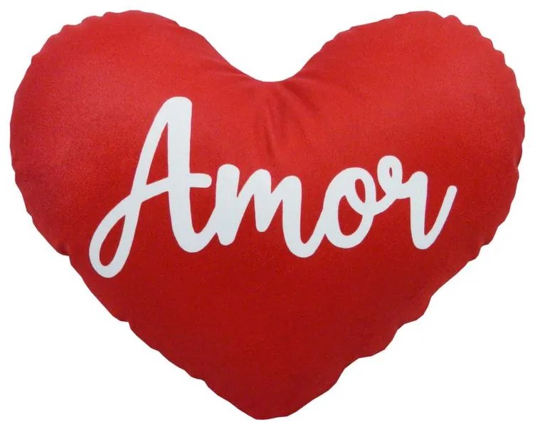 Almofada de Coração Cheia com Frases em Suede 45x30cm - ACC-0106