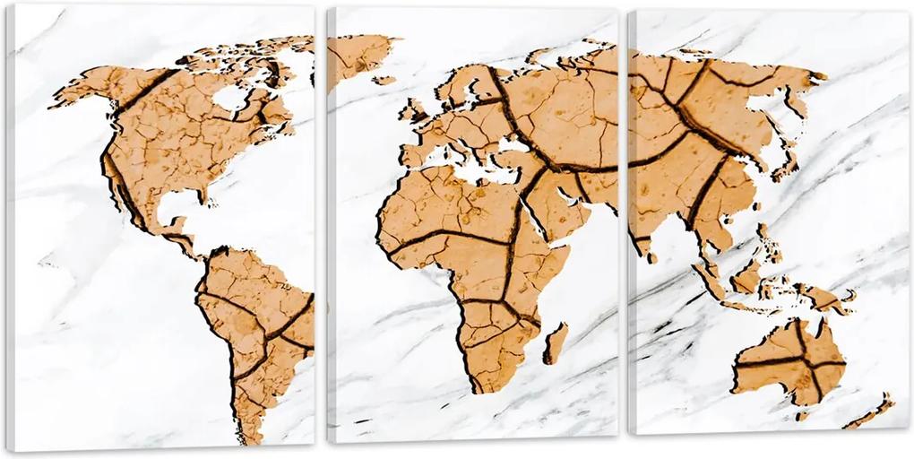 Quadro Mapa Mundi Terra Rachada 60x120cm Decoração Escritórios Salas Empresas - Oppen House