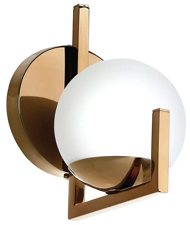 Arandela C/ Globo Jota 16X12X20Cm Metal E Vidro 1 X G9 Globo Ø12Cm |Ol... (CHAMPANHE / DOURADO BRILHO, FOSCO)