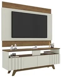 Painel para TV 60 Pol com Rack Bancada Suíça Freijó/Cinza Cristal - Mó