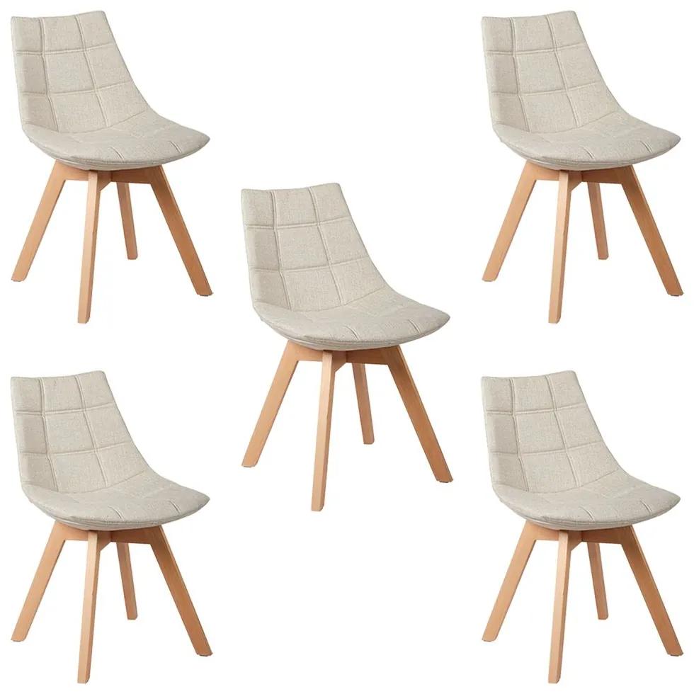 kit 5 Cadeiras Decorativas Sala de Jantar Vision Linho Bege G56 - Gran Belo
