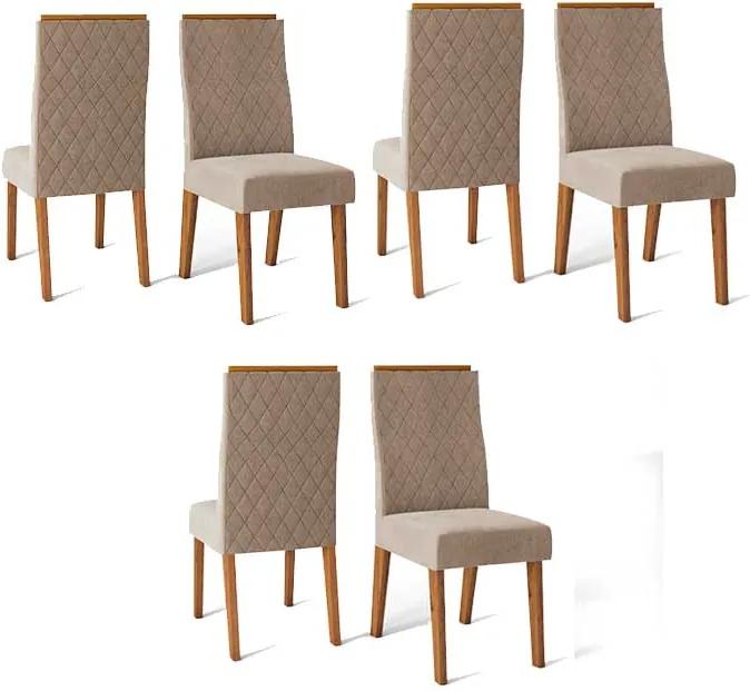 Conjunto 6 Cadeiras Cássia Rústico Terrara Tecido Veludo Kraft