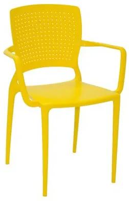Cadeira Tramontina Safira em Polipropileno e Fibra de Vidro Amarelo com Braços