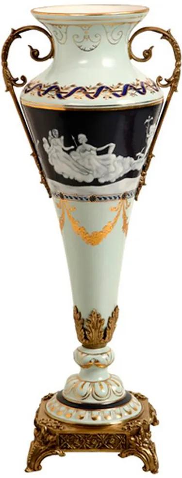 Vaso Decorativo de Porcelana e Bronze Bengbu