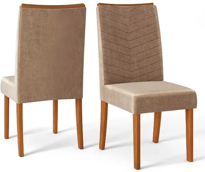 Conjunto 2 Cadeiras Lucila Rústico Terrara Tecido Veludo Kraft