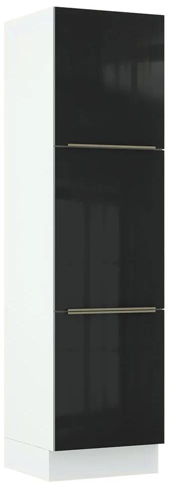 Paneleiro Madesa Lux 60 cm 3 Portas Branco/Preto Cor:Branco/Preto